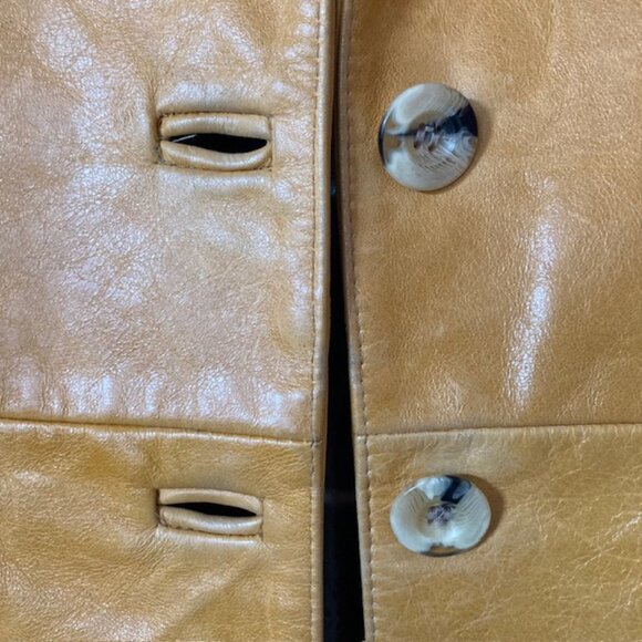 Matteo Mio by Edmond Salama XS 3/4 length YELLOW LEATHER coat excellent RARE - Picture 5 of 8